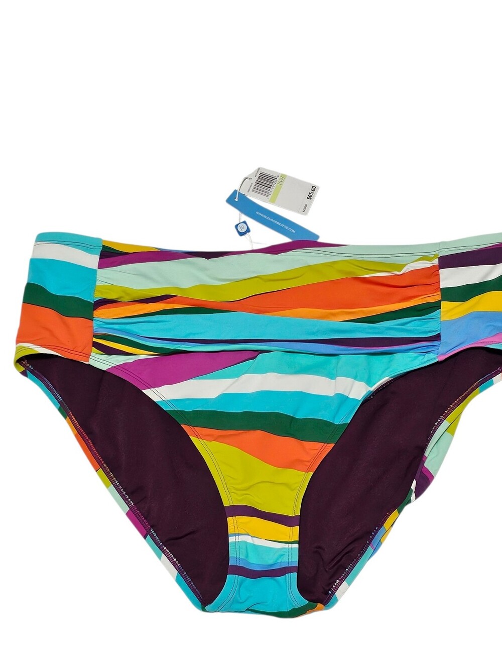 Bleu Rod Beattie Bikini Bottom Plus Size 18W NWT Multicolor Stripe Ruched